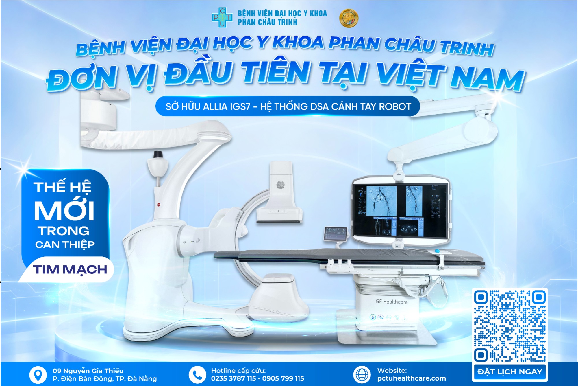 Đầu tiên tại Việt Nam: Bệnh viện Đại học Y khoa Phan Châu Trinh sở hữu hệ thống DSA cánh tay robot Allia IGS 7